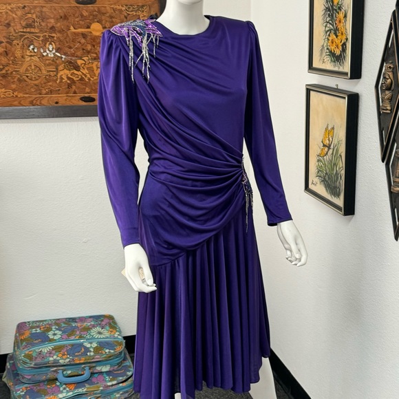 NWT Dead Stock Abby Kent Purple Cocktail Dress With Sequin Embellishment - Picture 3 of 10